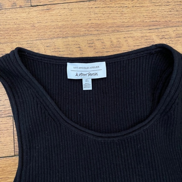 & Other Stories Black Ribbed Tank Top Medium Thick Cotton-Linen Blend EUC - Picture 3 of 5
